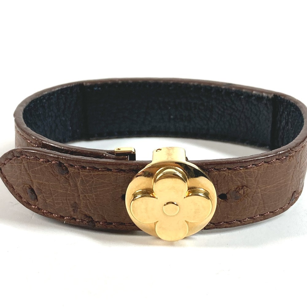 ルイヴィトン LOUIS VUITTON グッドラック ブレス M64441 バングル アクセサリー ブレスレット オーストリッチ ブラウン