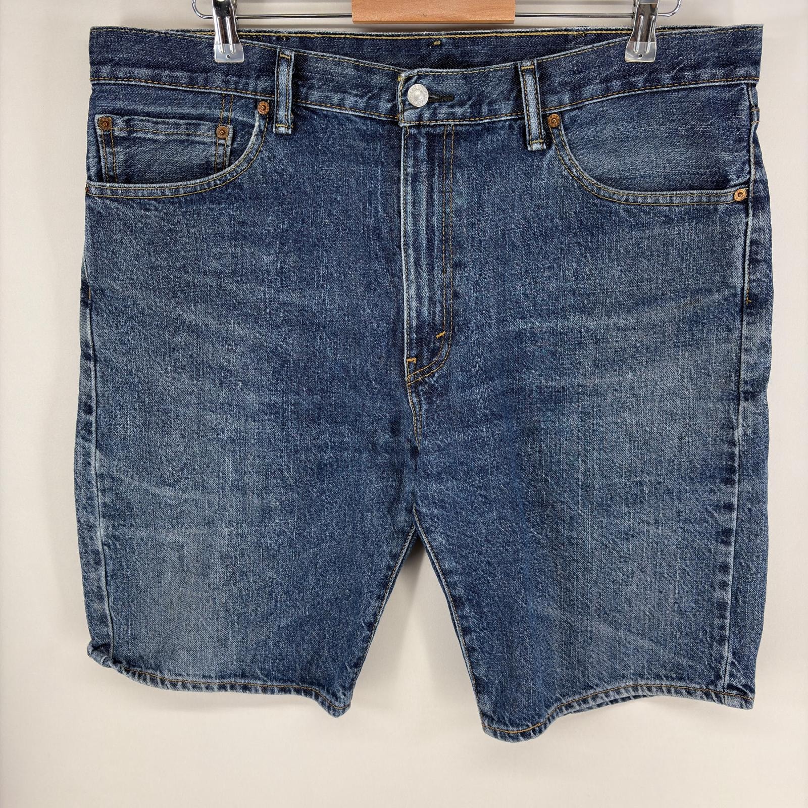 古着 リーバイス Levi's パンツ 5ポケット ジッパーフライ ストレート ハーフ ショーツ ジーンズ ジーパン w38  ブルー系 メンズ
