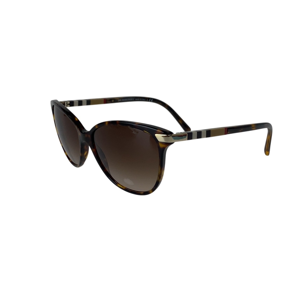 美品 BURBERRY バーバリー チェック柄 マーブル柄 ブラウン ゴールド 男女兼用 ウェリントン 1-0294265 【中古】