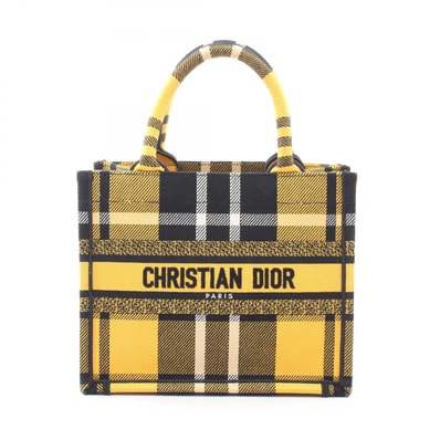 ディオール Dior BOOK TOTE ブックトート スモール チェック柄 トートバッグ バッグ キャンバス レディース イエロー系 / ブラック系 【中古】