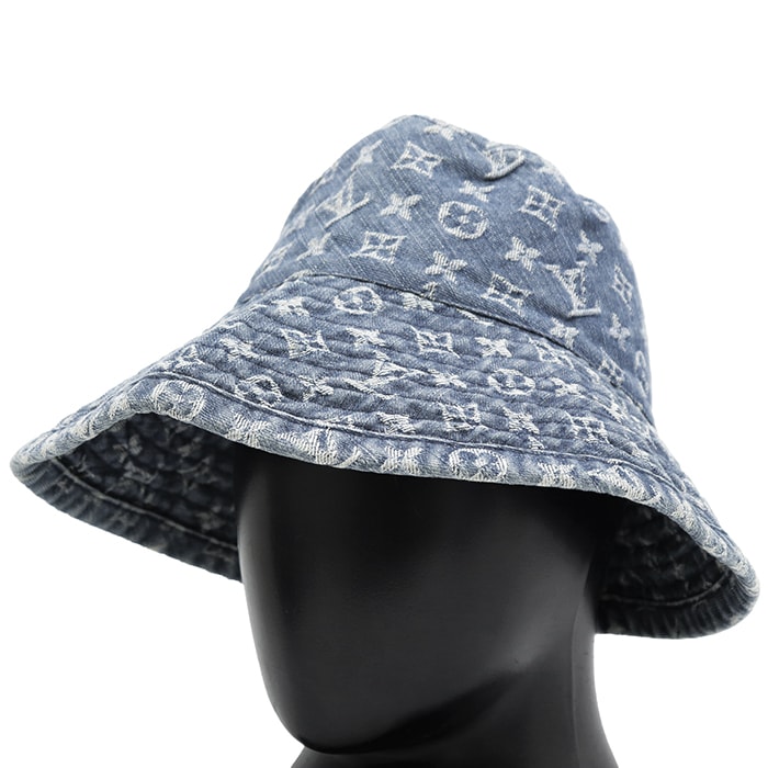 LOUIS VUITTON ルイ・ヴィトン モノグラムデニム バケットハット サイズ L メンズ レディース ユニセックス  LV ロゴ コットン100% 帽子 小物 インディゴ フランス製