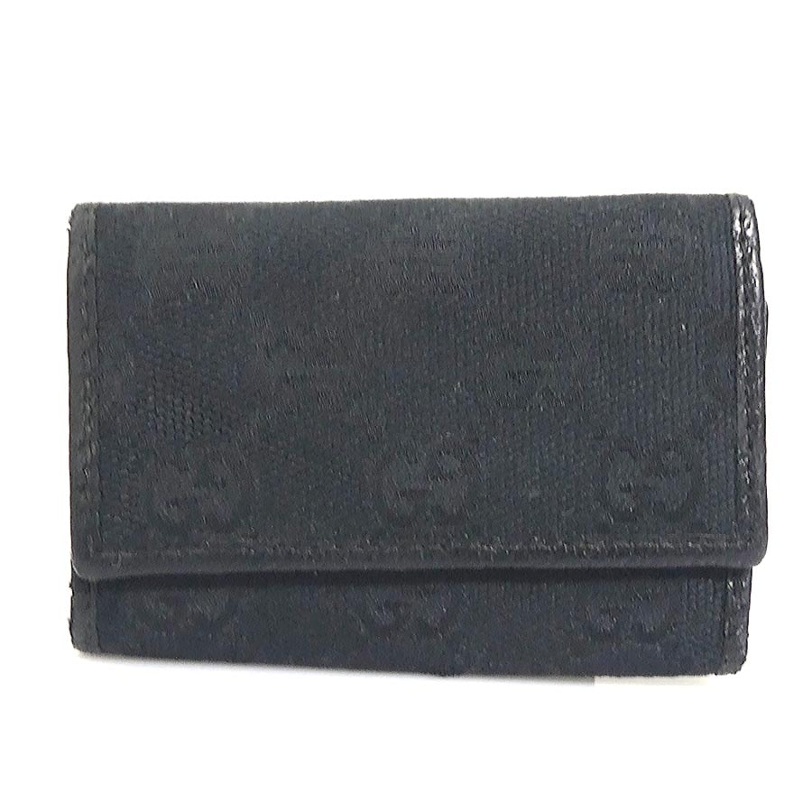 グッチ GUCCI キーケース GGキャンバス/レザー ブラック ユニセックス 04564【中古】 56328a