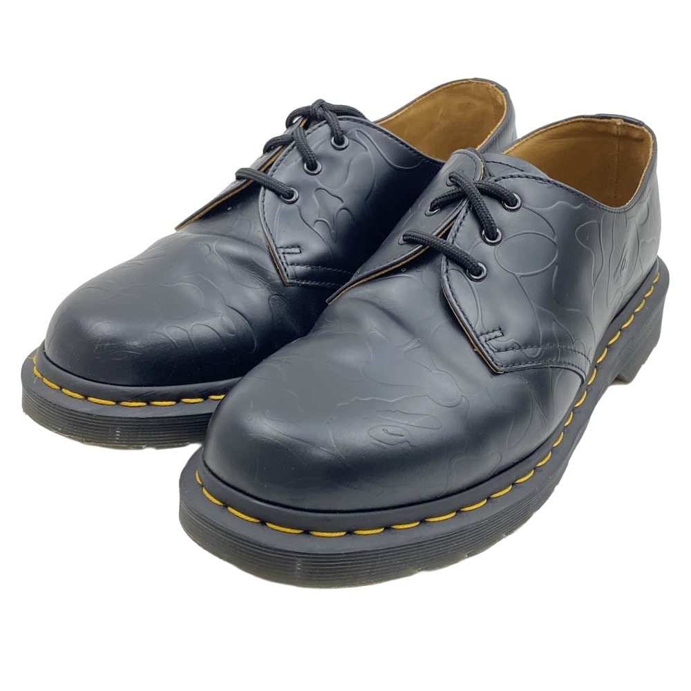 A BATHING APE アベイシングエイプ その他靴 1461 BAPE x Dr. Martens Emboss  3EYE SHOE ドクターマーチン エンボス 猿カモ 猿迷彩 イエローウェルトステッチ  3 ホール シューズ  US9【中古】