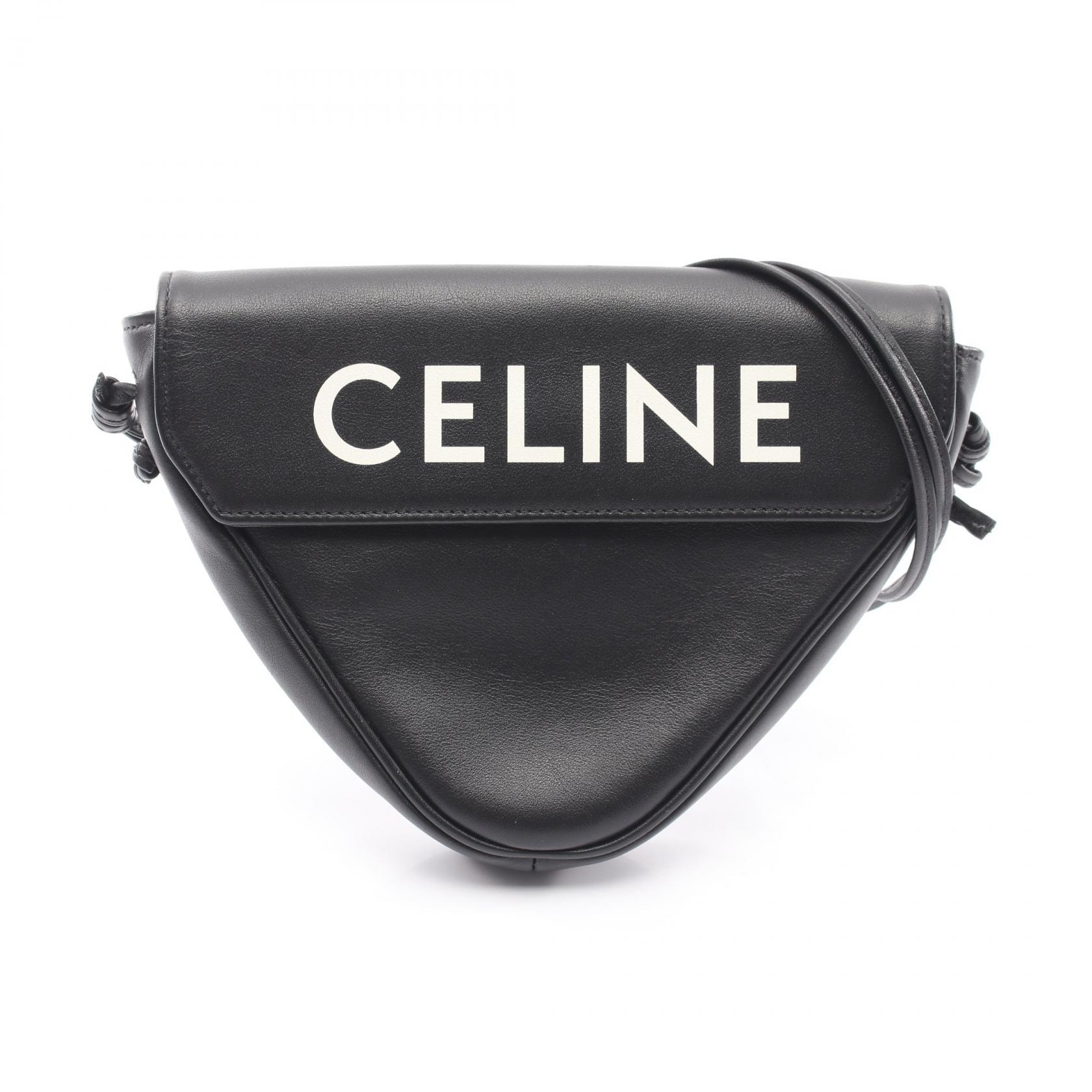 セリーヌ CELINE トライアングル ショルダーバッグ バッグ レザー レディース ブラック系 10I193DMO.38SI 【中古】