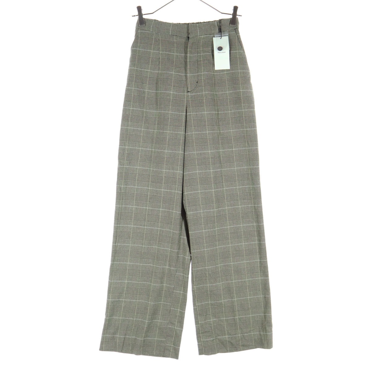 未使用 MOUSSY マウジー チェック柄 ストレートパンツ 1 ブラック系