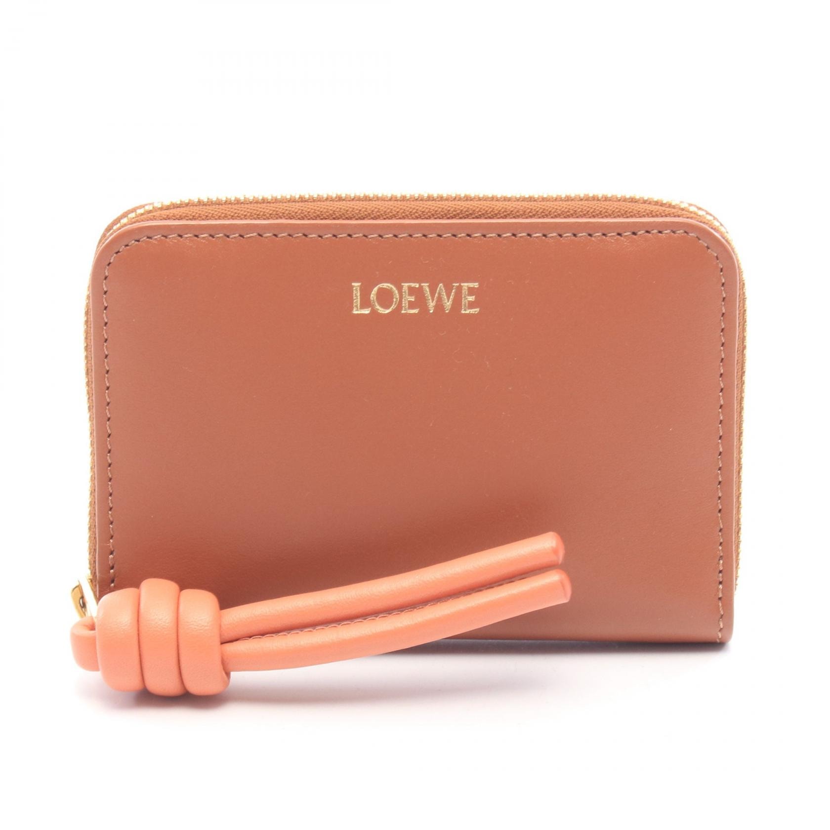 ロエベ LOEWE ジップ コインパース コインケース 財布 レザー レディース ブラウン系 / ピンク系 CEM1ZCPX02 【中古】