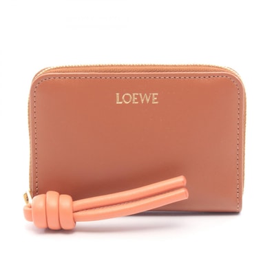 ロエベ LOEWE ジップ コインパース コインケース 財布 レザー レディース ブラウン系 / ピンク系 CEM1ZCPX02 【中古】