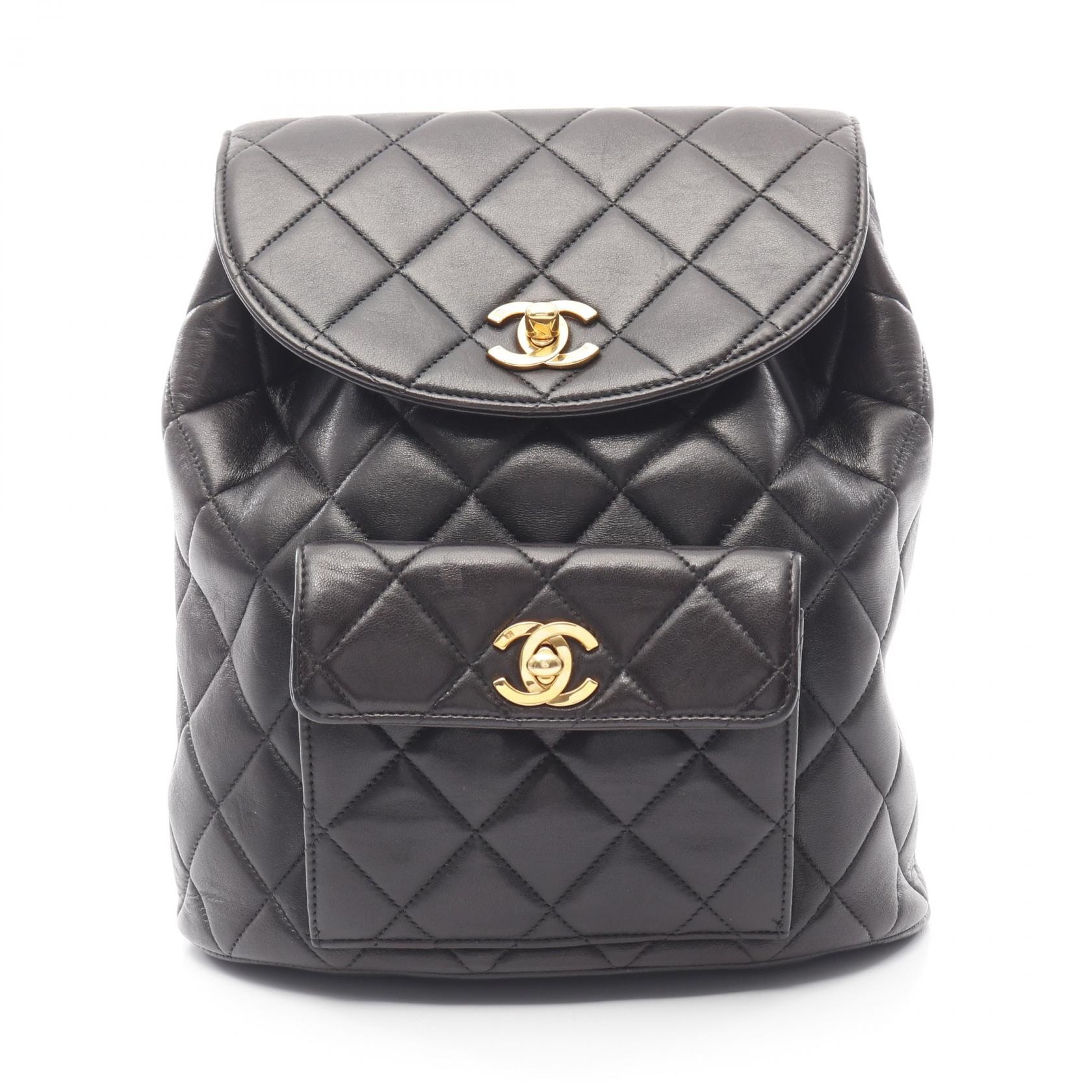 CHANEL CHANEL 마트라세 배낭 백팩 백 램스킨 (양가죽) 여성용 블랙 [중고]