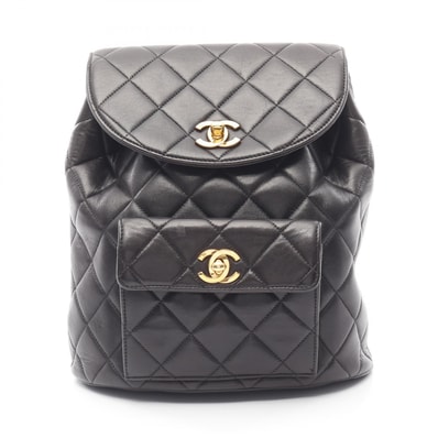 シャネル CHANEL マトラッセ リュックサック バックパック バッグ ラムスキン(羊革) レディース ブラック系 【中古】