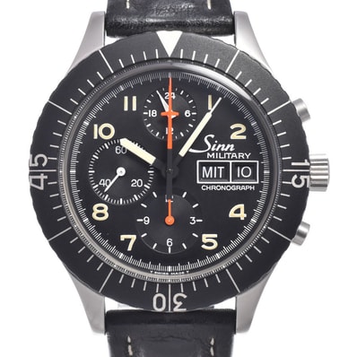 ジン Sinn 156.B ミリタリー クロノグラフ ブラック 自動巻き メンズ 良品 腕時計 B#149467