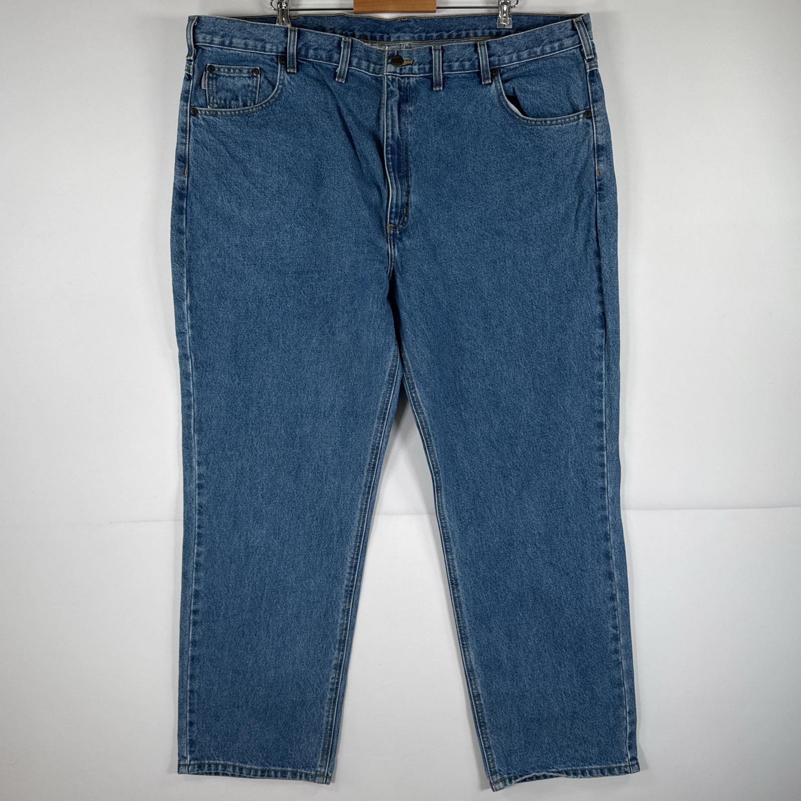 古着 カーハート Carhartt デニムパンツ ジーパン 5ポケット ワンポイント ロゴ ワークパンツ テーパード 大きいサイズ w46 L30  ブルー メンズ