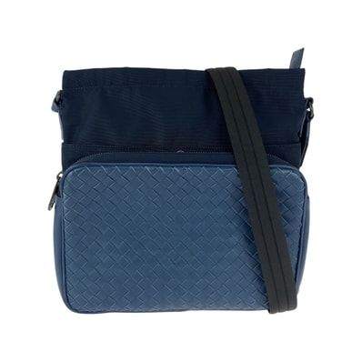 BOTTEGAVENETA ボッテガヴェネタ イントレチャート ネイビー ブラック レザー ナイロン/ ショルダーバッグ メッセンジャーバッグ 1-0251289 【中古】