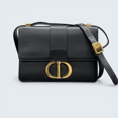 Christian Dior 極美品 ディオール 30 MONTAIGNE モンテーニュ ショルダーバッグ M9203UMOS_M911 カーフ レザー 2020年 ブラック ゴールド金具 クリスチャンディオール Aランク 鑑定済 中古 ディオールバッグ