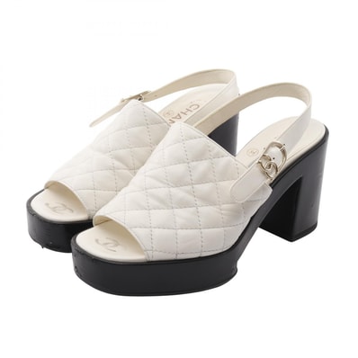 シャネル CHANEL マトラッセ ココマーク サンダル 靴 レザー レディース ホワイト系 G45567 【中古】