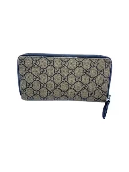 GUCCI Kingsnake Print GG Supreme Zip Around Wallet "Beige/Ebony"