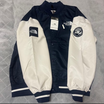 韓国限定 新品未開封 ノースフェイスホワイトレーベル スタジャン XL(105) THE NORTH FACE ネイビー×ホワイト リモボンバージャケット RIMO BOMBER