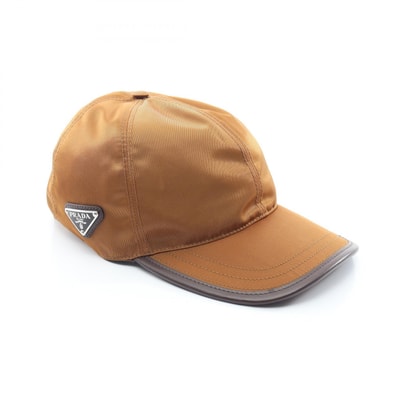 プラダ PRADA 三角プレート キャップ 帽子 ナイロン メンズ ブラウン系 2HC274 【中古】