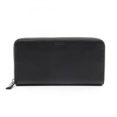 プラダ PRADA SAFFIANO 1 ラウンド長財布 財布 サフィアーノレザー メンズ ブラック系 2ML317 【中古】