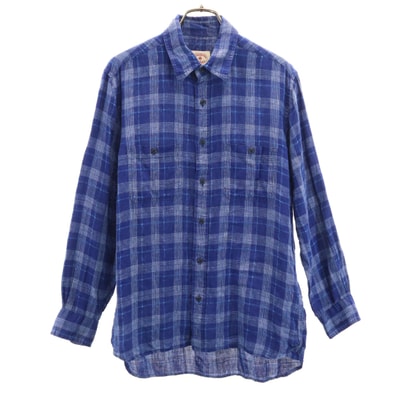 Brooks Brothers Red Fleece ブルックスブラザーズ レッドフリース チェック柄 長袖 リネンシャツ S ブルー