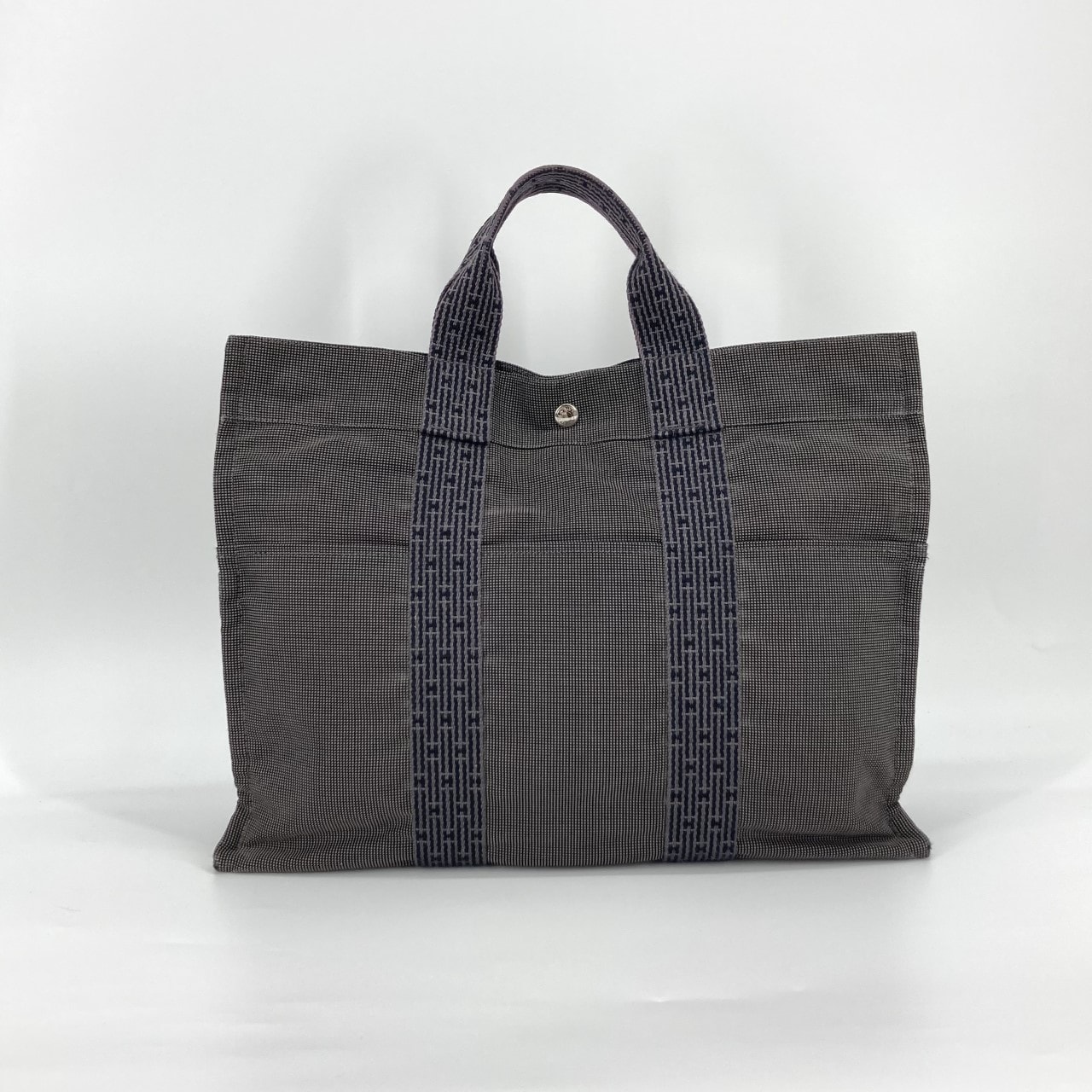 HERMES(エルメス) エールラインMM キャンバス H織り柄 トートバッグ グレー