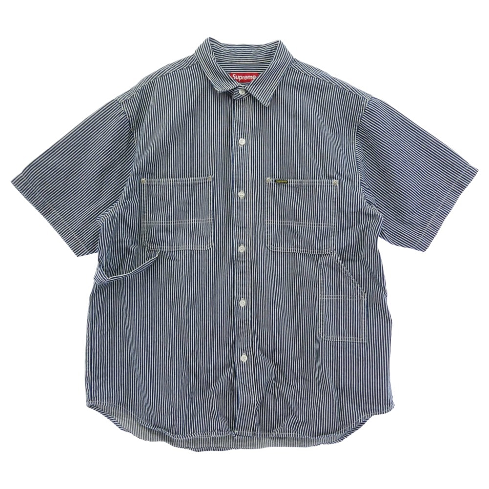 Supreme シュプリーム 25SS Loose Fit S/S Denim Painter Shirt ルーズフィット ペインター デニム 半袖 シャツ ブルー系 ホワイト系 L【中古】