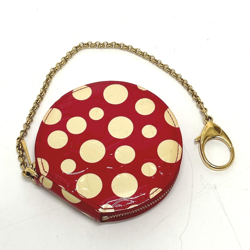 ルイヴィトン LOUIS VUITTON ポルトモネシャポー ドットインフィニティ M91570 モノグラムヴェルニ 草間彌生コラボ 財布 小銭入れ コインケース パテントレザー レッド