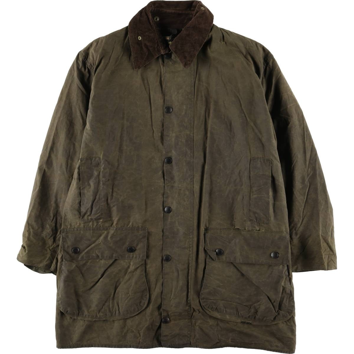 古着 80~90年代 バブアー Barbour BORDER ボーダー 旧3ワラント ワックスコットン オイルドジャケット 英国製 C42 メンズL相当 ヴィンテージ/eaa604897