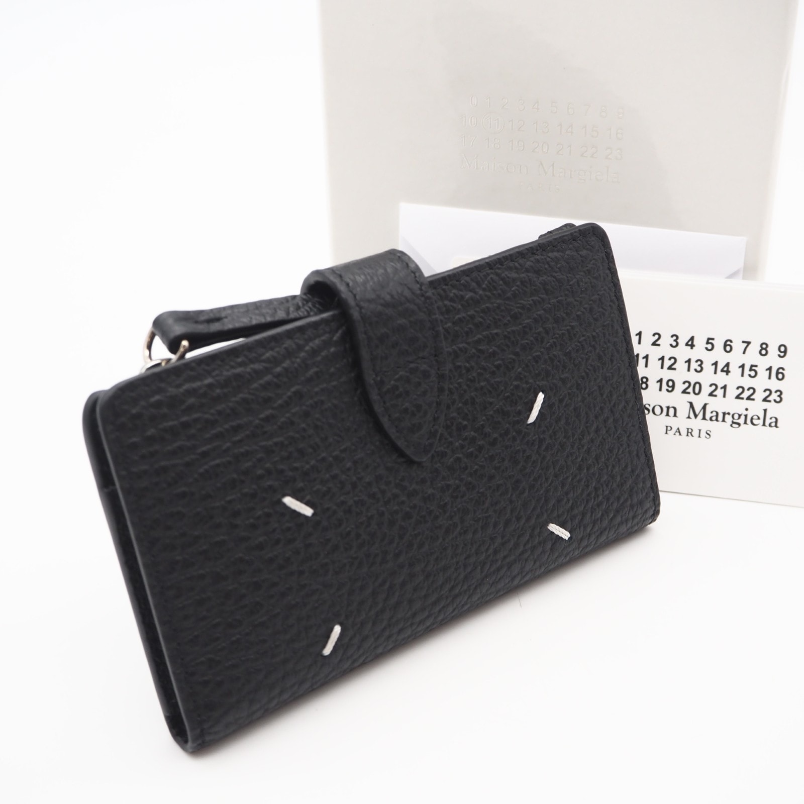 未使用 MAISON MARGIELA メゾンマルジェラ 4ステッチ ジップウォレット SA1VX0019 コインケース ブラック カーフレザー メンズ