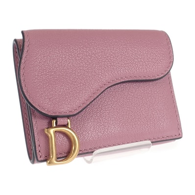 ディオール Dior サドル コンパクトウォレット S5653CCEH 三つ折り財布 ゴートスキン ラベンダー レディース【中古】【Aランク】