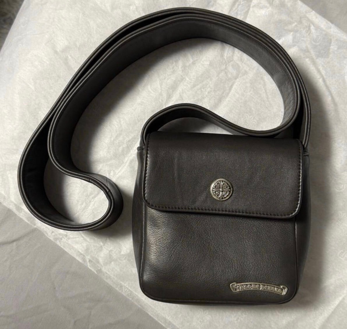 Chrome Hearts Cross Button Leather Shoulder Bag Hot Pot "Black"