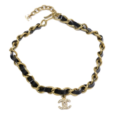 シャネル ゴールド/ブラック パテントテープ 95P チョーカー -