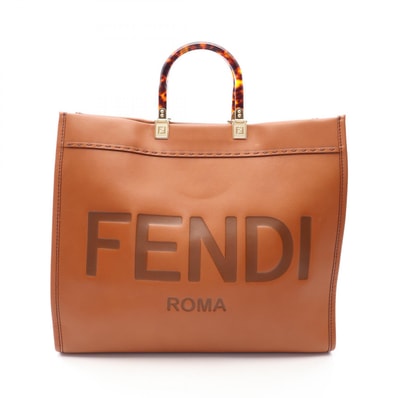 フェンディ FENDI サンシャイン ラージ トートバッグ バッグ レザー レディース ブラウン系 8BH372 【中古】