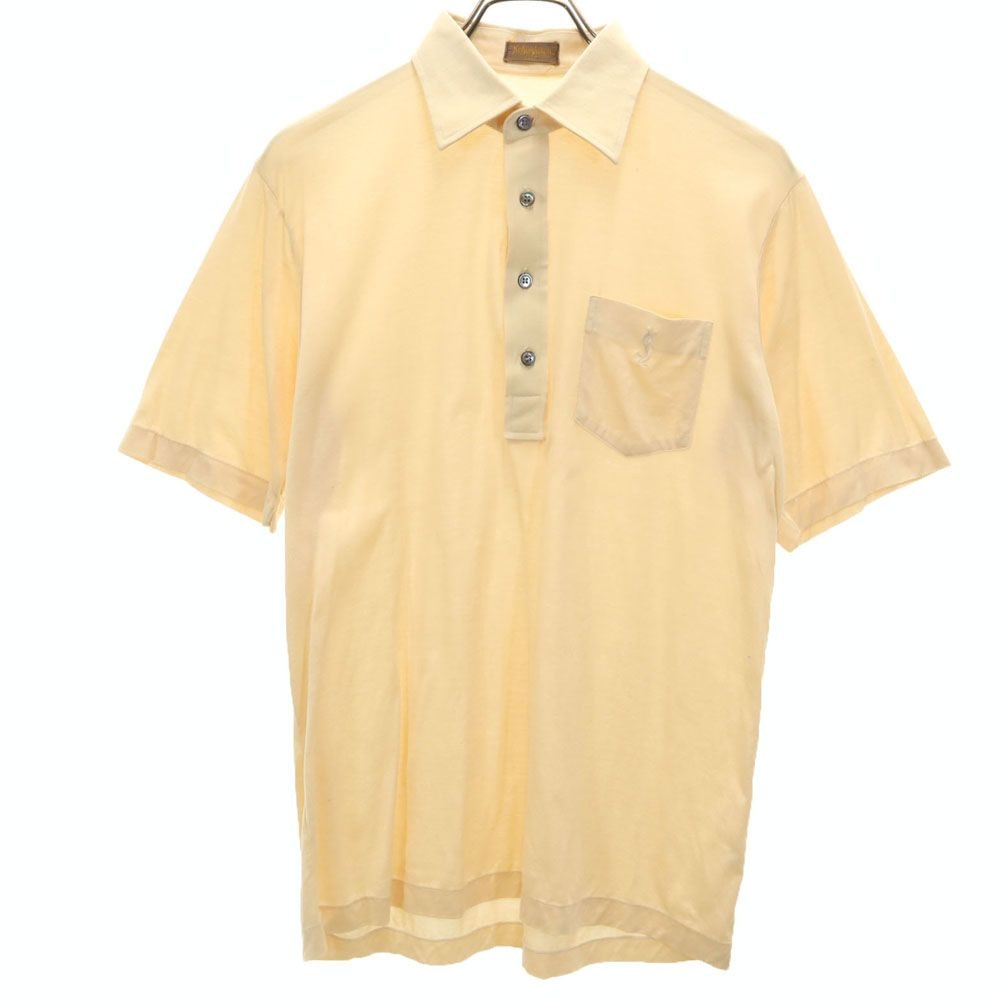 YVES SAINT LAURENT イヴサンローラン 90s オールド 半袖 ポロシャツ オレンジ系 胸ポケット付き