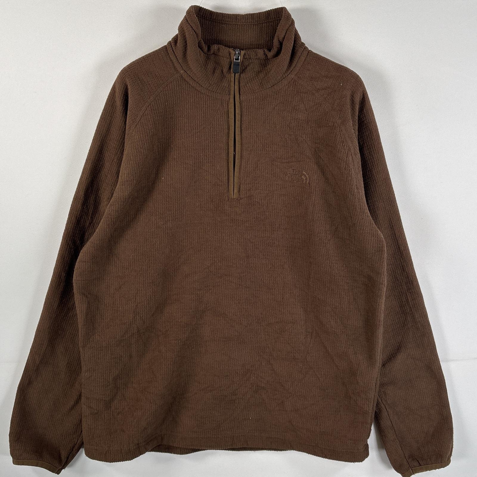 古着 ザ・ノースフェイス THE NORTH FACE フリースジャケット ワンポイントロゴ刺繍 グリッドフリース フルジップ M ブラウン メンズ
