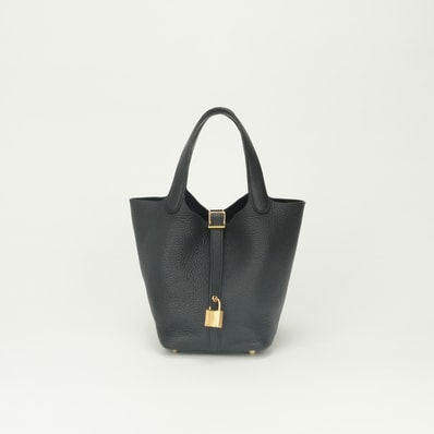 エルメス HERMES ピコタンロックPM 18 ハンドバッグ ノワール Noir ブラック Black 黒 ゴールド金具