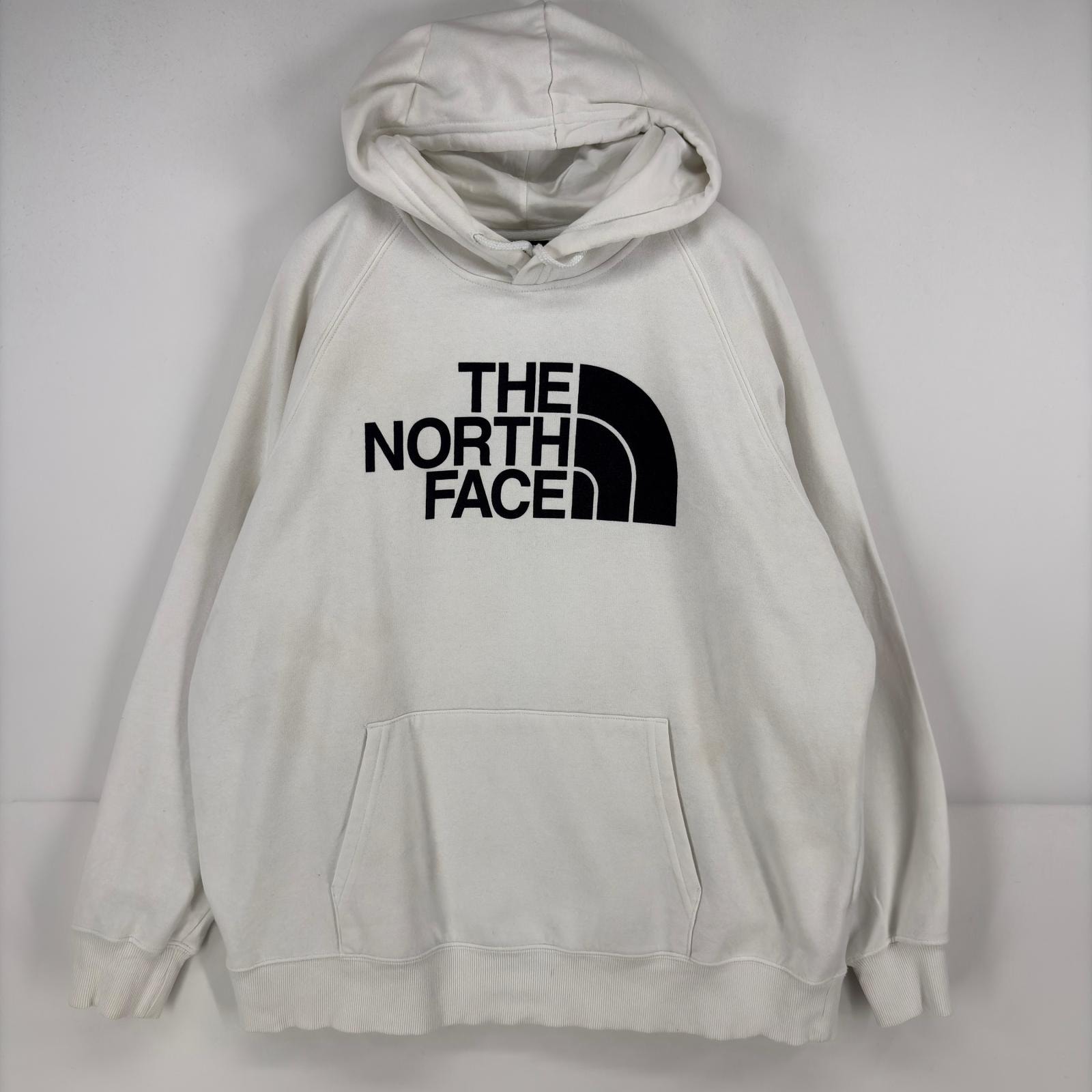 古着 ザ・ノースフェイス THE NORTH FACE パーカー スウェット プルオーバー ロゴ プリント XL ホワイト レディース