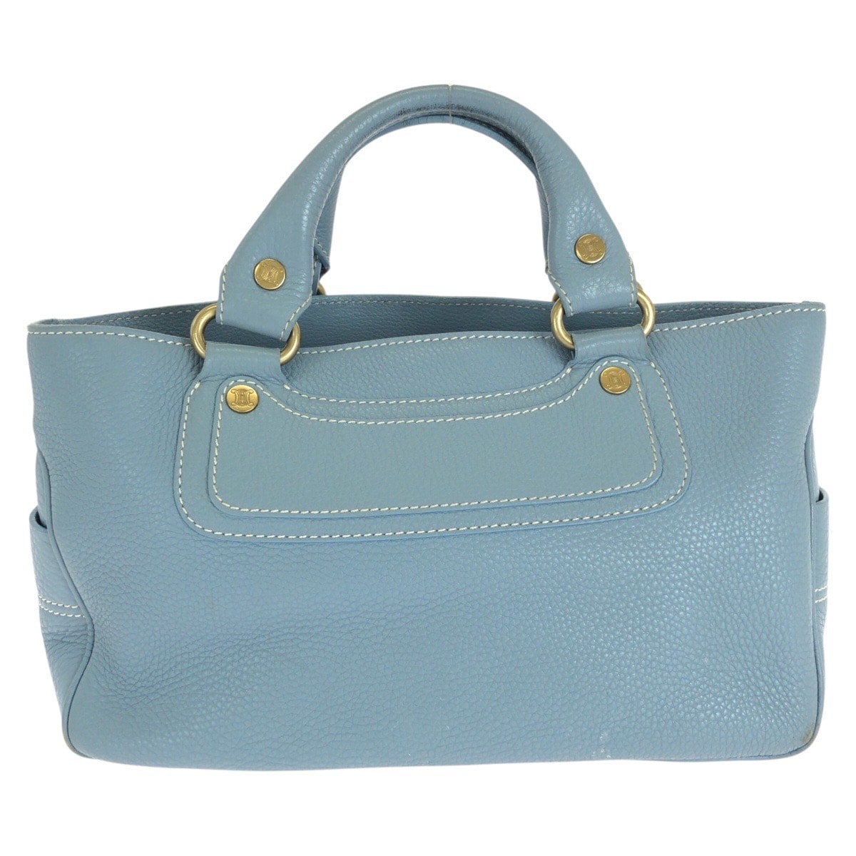 CELINE セリーヌ ブギーバッグ ブルー ライトブルー ゴールド金具 レザー ハンドバッグ 1-0296085 【中古】