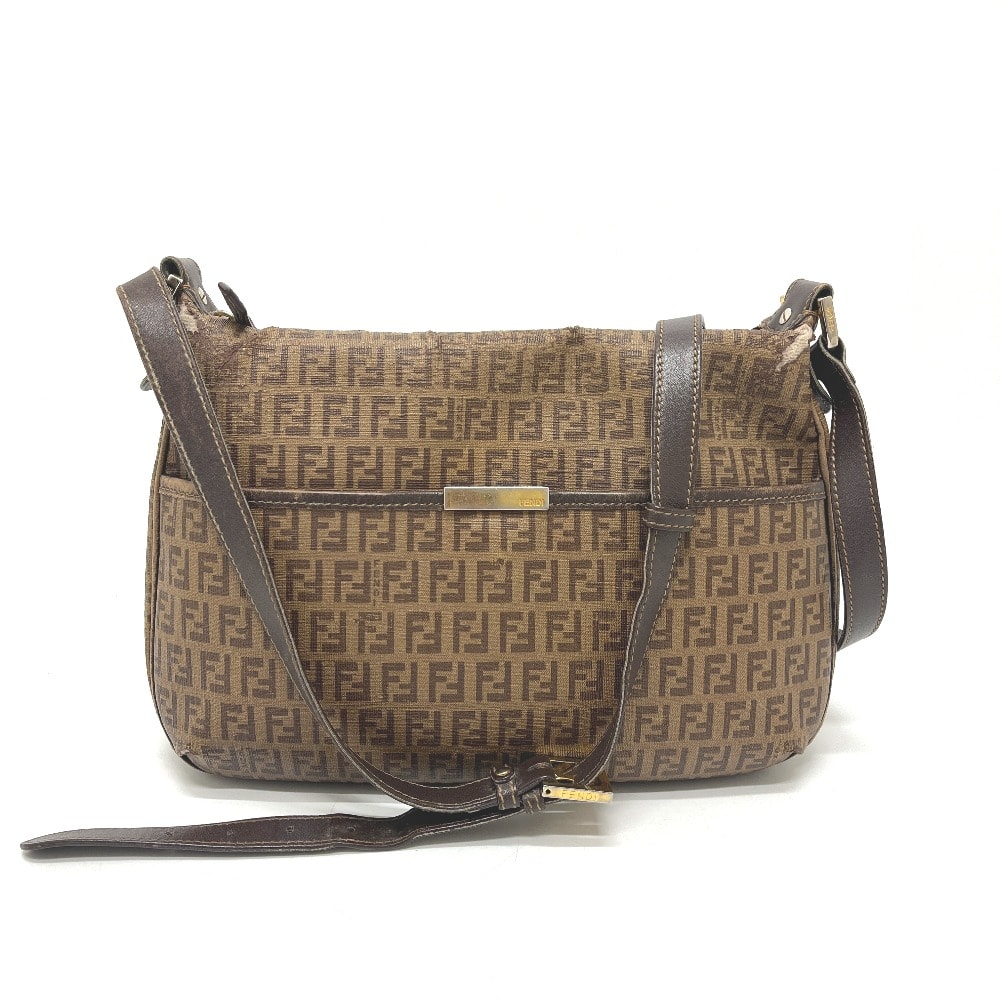 フェンディ FENDI ズッキーノ ロゴ 8BT206 モノグラ カバン 斜め掛け ポシェット ショルダーバッグ PVC ベージュ