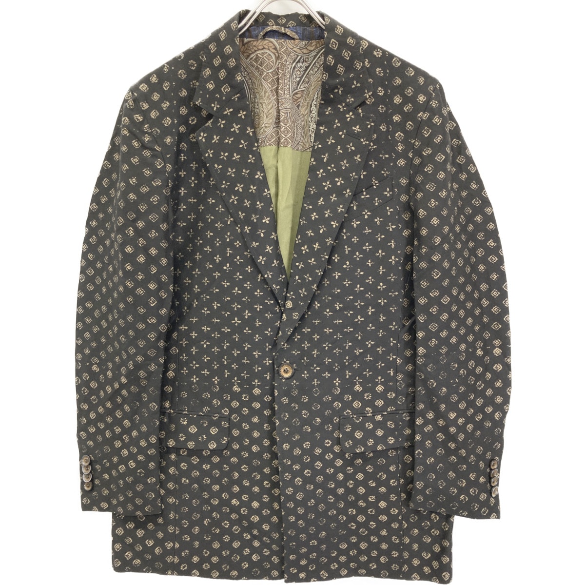 エトロ ブラック リネン混 裏地ペイズリー ジャケット 46