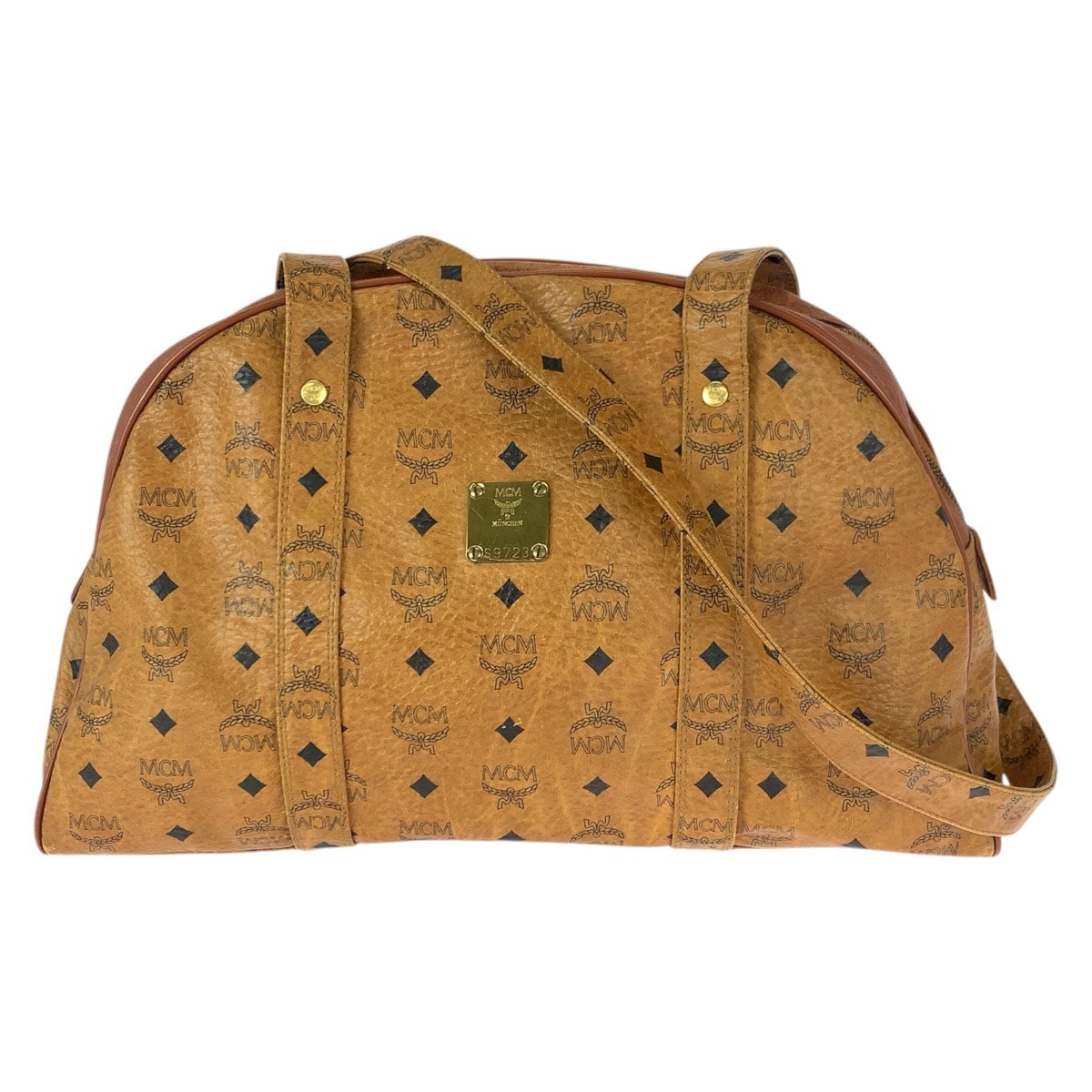 MCM エム シー エム ヴィンテージ ヴィセトス ブラウン キャメル ゴールド金具 PVC レザー/ ショルダーバッグ ボストンバッグ 600660 【中古】