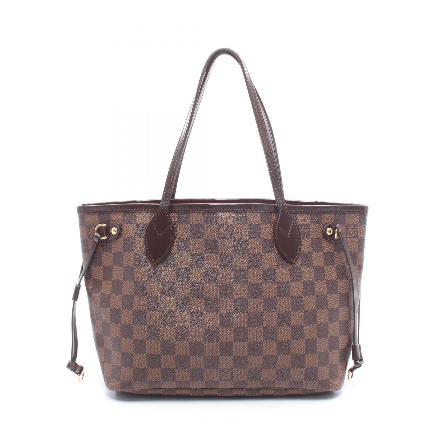 ルイ・ヴィトン LOUIS VUITTON ネヴァーフルPM トートバッグ バッグ PVCコーティングキャンバス レザー ダミエ エベヌ レディース ブラウン系 N51109 【中古】