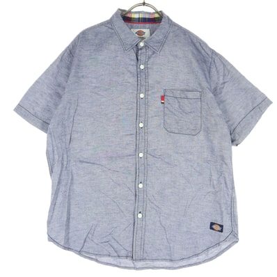 美品 Dickies ディッキーズ 半袖 シャンブレー ワークシャツ XL ブルー系