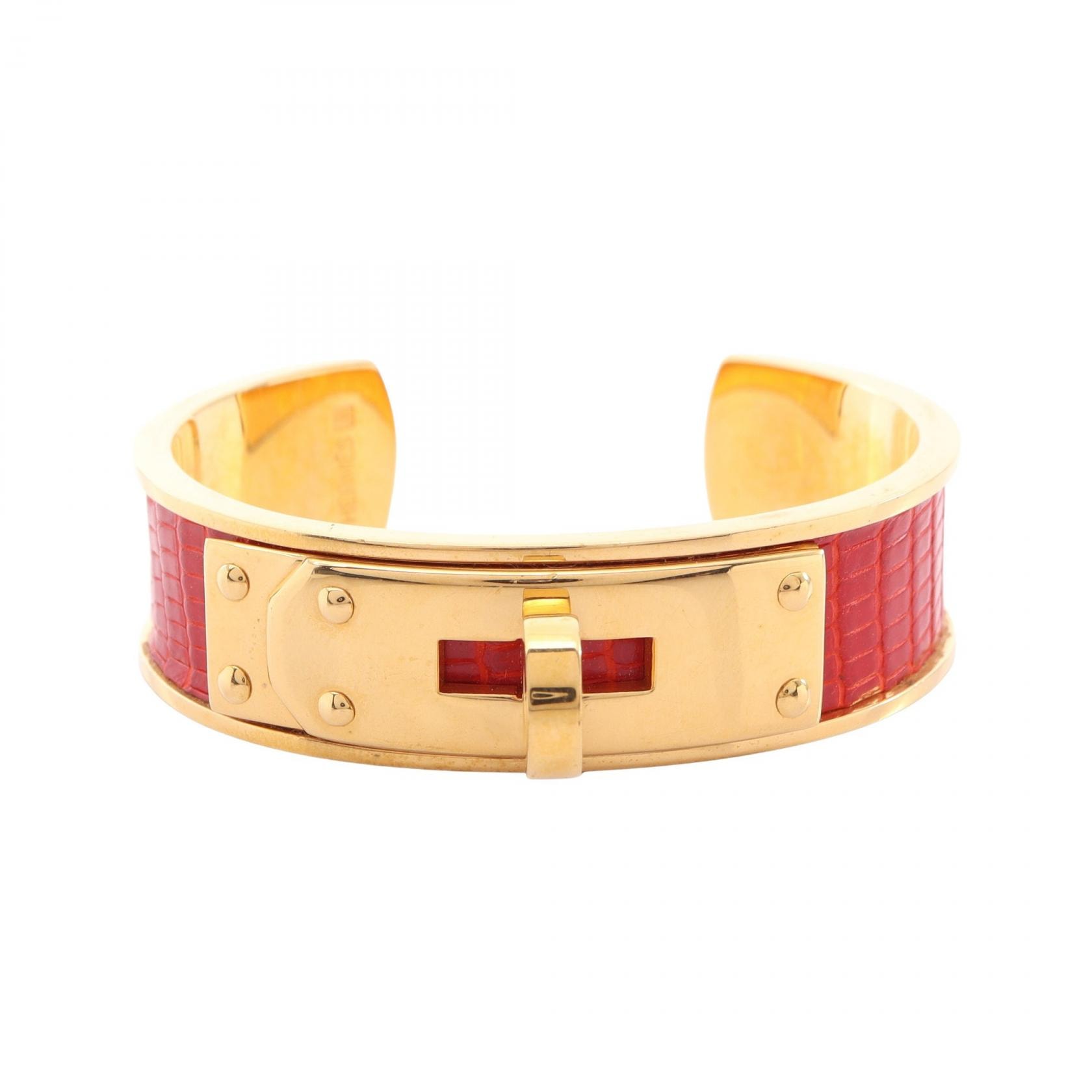 エルメス HERMES ケリー バングル アクセサリー GP(ゴールドメッキ) リザード リザード ゴールド レディース ゴールド系 / レッド系 【中古】