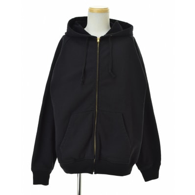 COMOLI Cotton Sweat Zip Hoodie "Black"