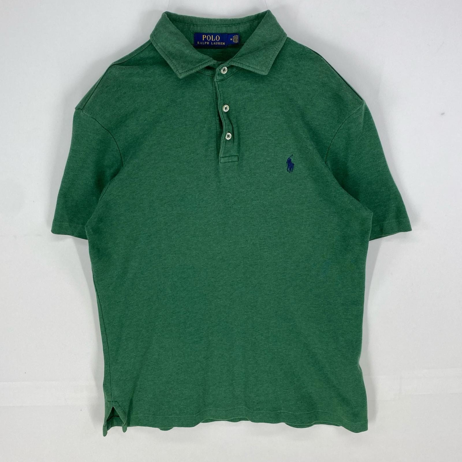 古着 ポロ・ラルフローレン POLO RALPH LAUREN 半袖シャツ 3ボタン ワンポイント ポロシャツ M グリーン系 メンズ
