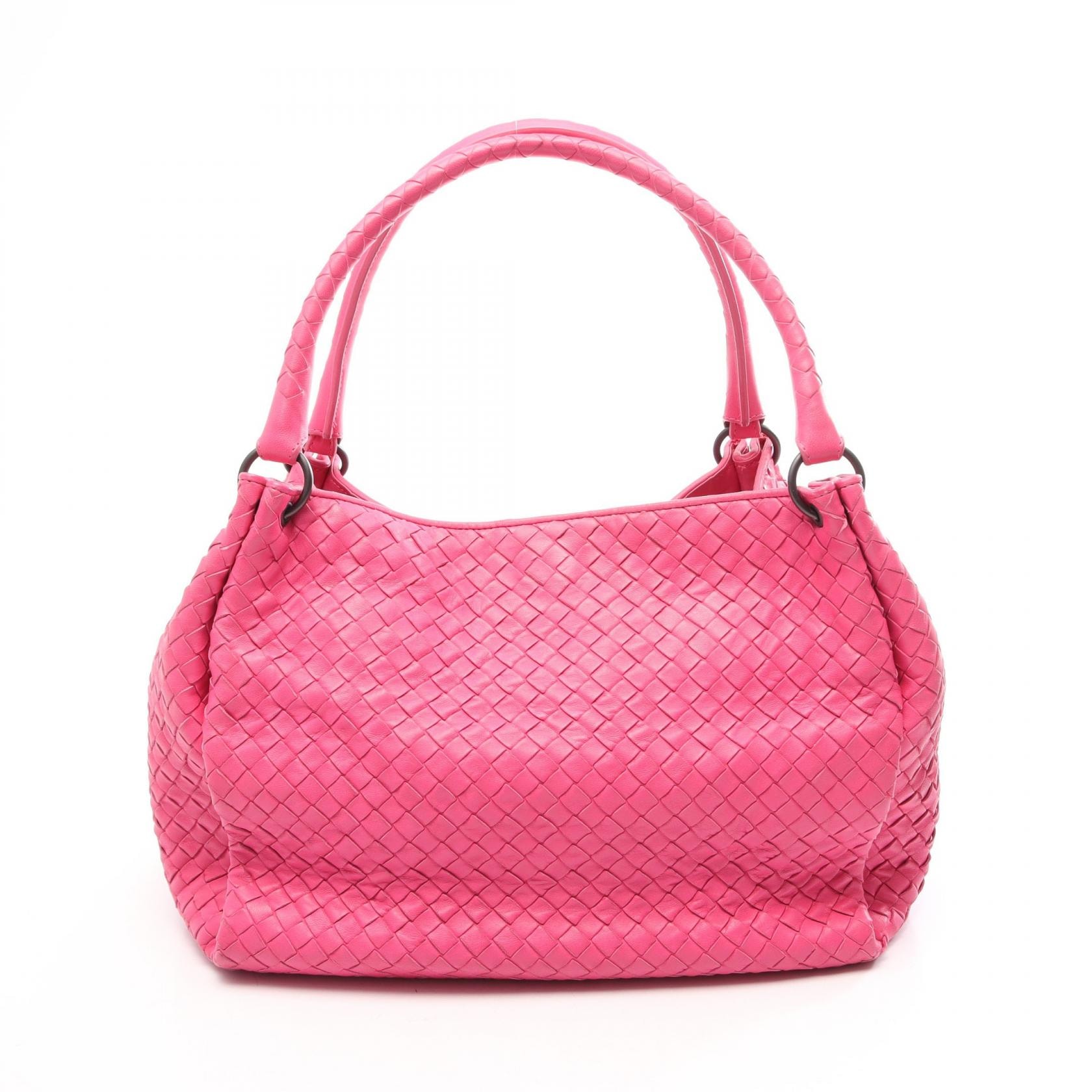 ボッテガヴェネタ BOTTEGA VENETA イントレチャート トートバッグ バッグ レザー レディース ピンク系 【中古】