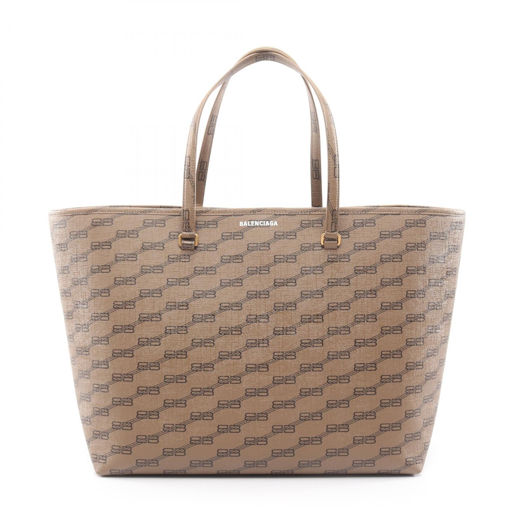 バレンシアガ BALENCIAGA BBモノグラム トートバッグ バッグ PVCコーティングキャンバス レディース グレー系 702703 【中古】