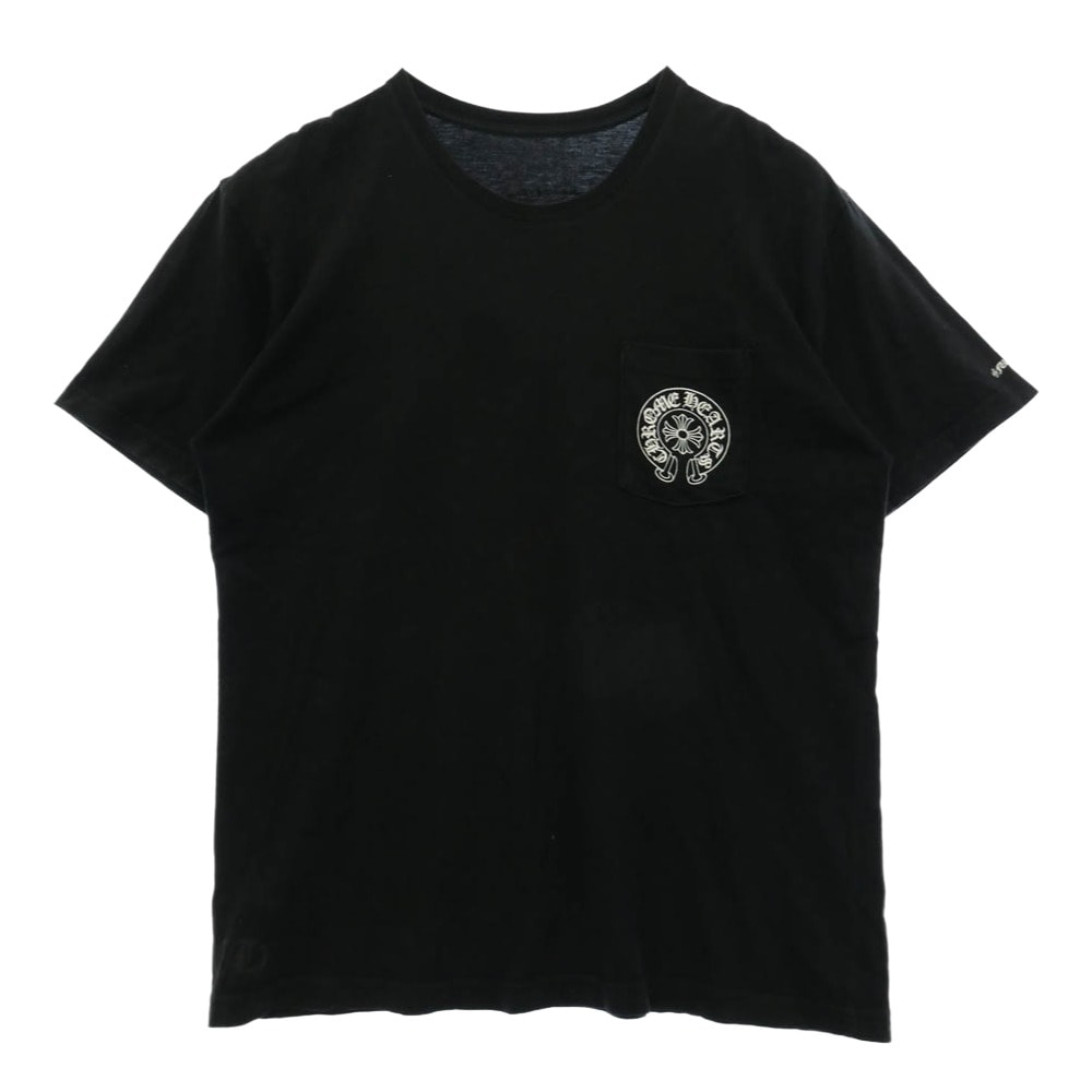 CHROME HEARTS クロムハーツ(原本無) HORSESHOE S/S TEE ホースシュープリント ポケット 半袖 Tシャツ カットソー ブラック系 XL【中古】
