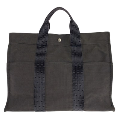 美品 HERMES エルメス エールラインMM グレー シルバー金具 ポリアミド ポリエステル/ トートバッグ ハンドバッグ 601257 【中古】