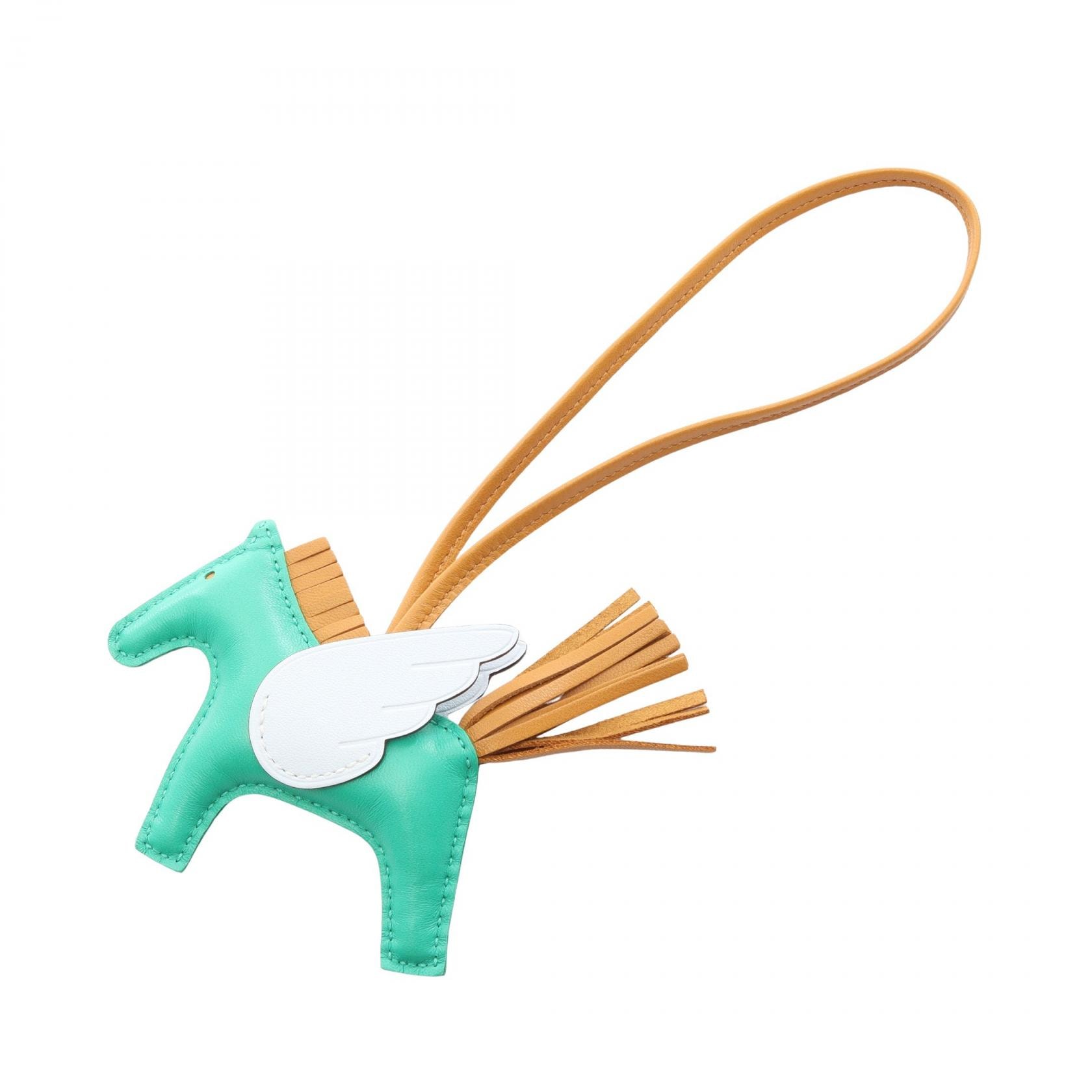 エルメス HERMES ロデオペガサスPM ミント セサミ ブルーブリュム チャーム アクセサリー レザー ヴォースイフト アニョーミロ ミント U刻印(2022年製造) レディース グリーン系 / ブラウン系 / ブルー系 【中古】